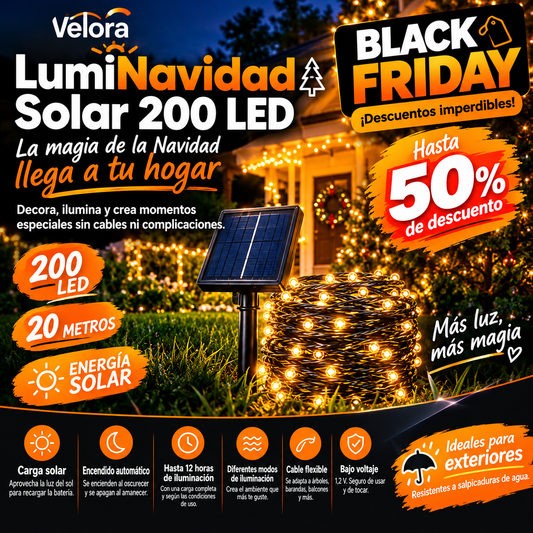 LumiNavidad Solar 200 LED 🎄
