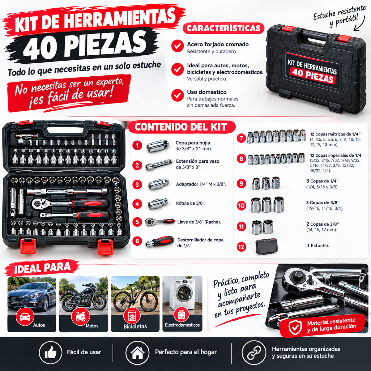 Combo Fuerza Total™– Hidrolavadora Inalámbrica + Kit raches 40pcs regalo