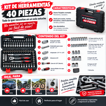 Combo Fuerza Total™– Hidrolavadora Inalámbrica + Kit raches 40pcs regalo