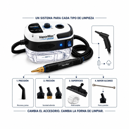 Limpiador VaporMax™ 2500W | Potencia de Limpieza en tus Manos